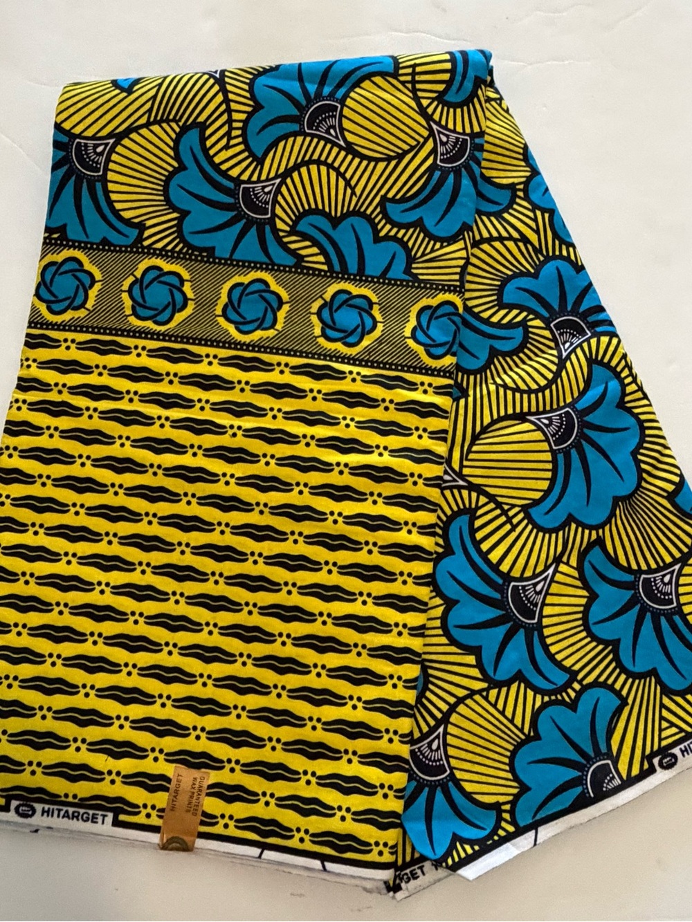 Vibrant Yellow & Turquoise Multicolor Cotton Print Fabric